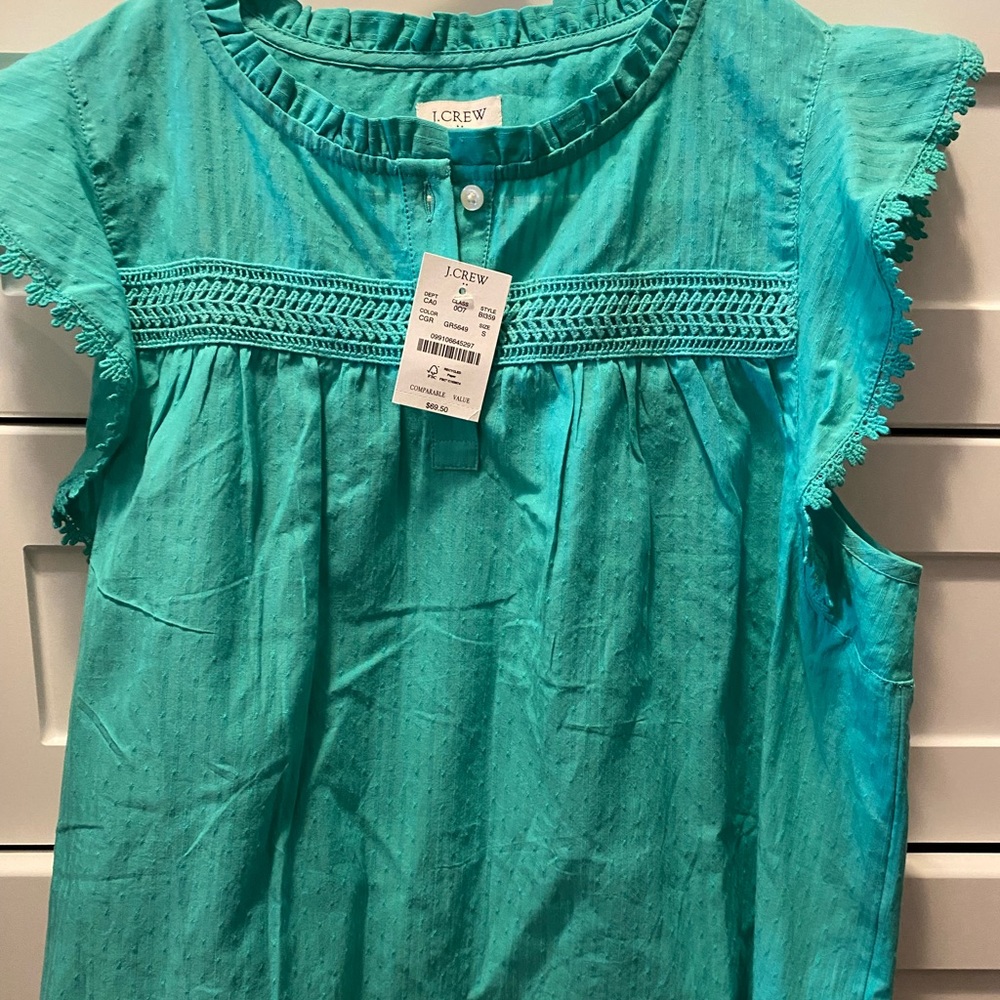 J. Crew Green Cap Sleeve Sleeveless Blouse, Small